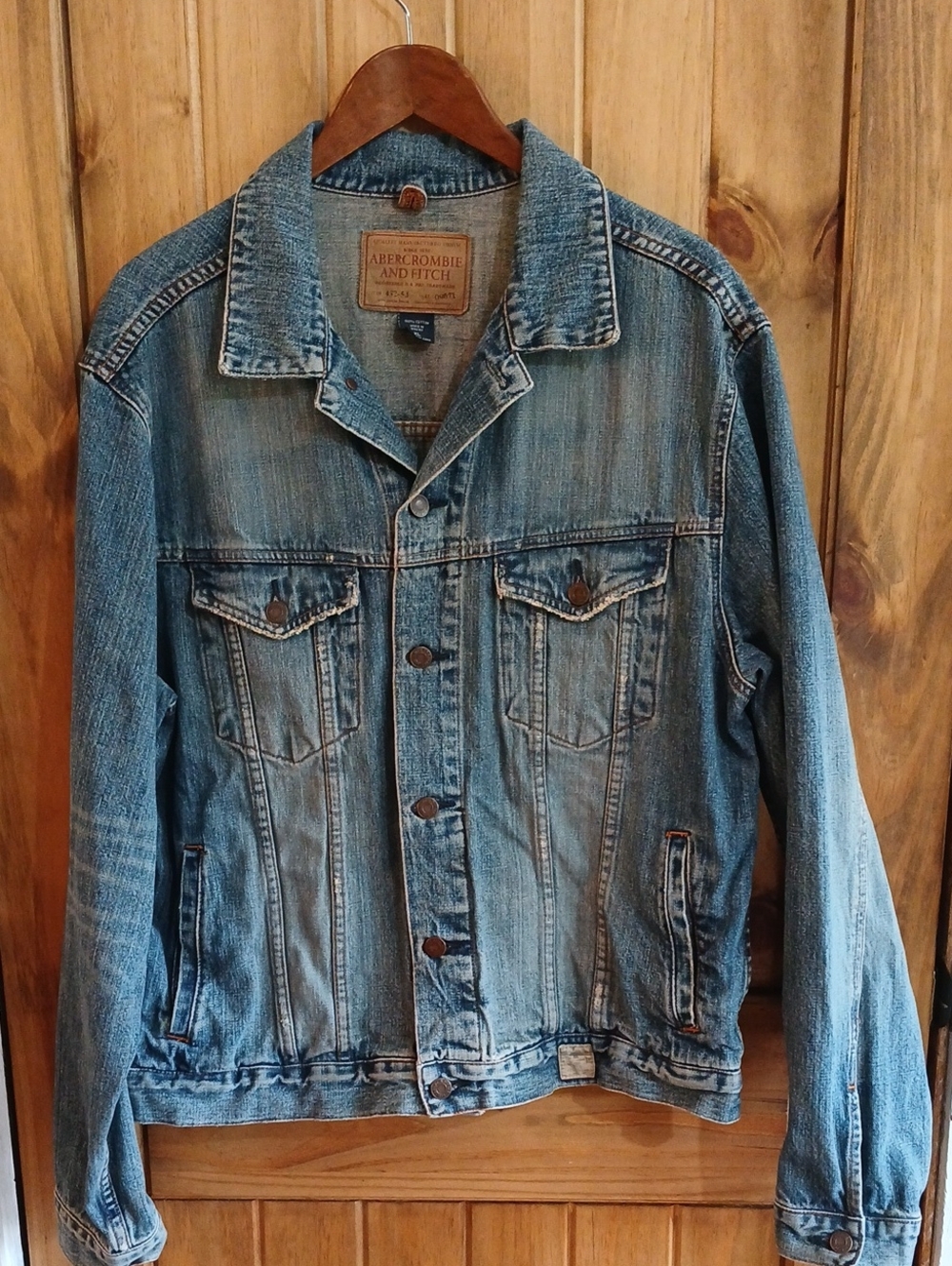 Vintage 90s Abercrombie & Fitch Light Blue Denim Trucker Jacket - XL